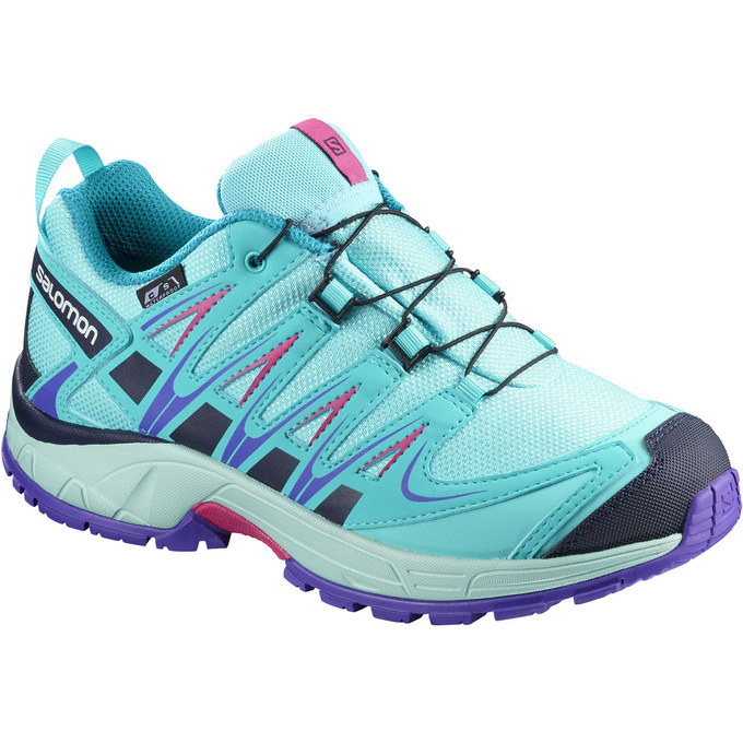 Chaussures De Trail Running Salomon Enfant Turquoise - Salomon XA PRO 3D CSWP K - France (4629-FIMES